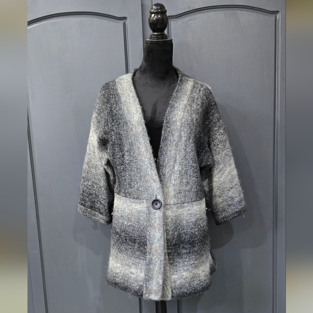 Fashion Bug Black and Gray Knit Cardigan